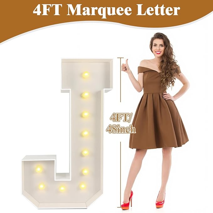 Marquee Light Up Numbers: 4FT Large Decorative Letters Signs for Party Decorations Baby Shower Birthday Wedding Engagement Anniversary, 4 Feet Tall Pre-Cut DIY Foamboard Number 4 - Easy to Assemble