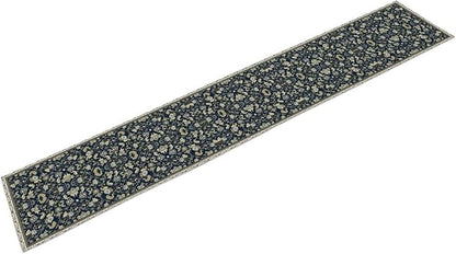 Vintage Boho Floral Table Runner, Morris Rustic Country Farmhouse Dark Blue Grey Retro Flower Pattern for Home Kitchen Table Decor Dining Coffee Room Party Decor 13x120in