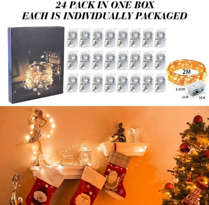 ZGWJ 24 Pack Halloween Fairy Lights Battery Operated, 7ft 20 Mini LED Halloween Fairy String Lights Silver Wire 3 Modes Waterproof for DIY, Parties, Bedroom Decorations,Orange