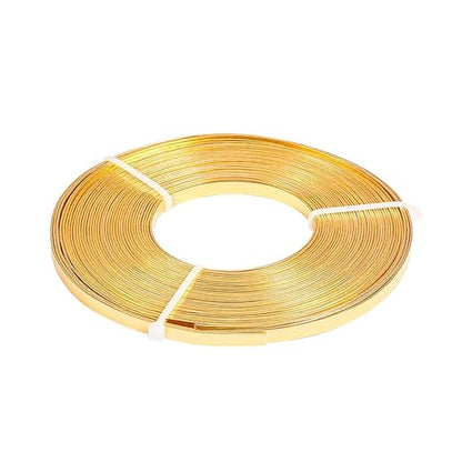Fashewelry 32.8Ft 5mm Aluminum Flat Wire Gold Bendable Metal Craft Wire Strip for Bezel Sculpting Armature Jewelry Making Gem Metal Wrap
