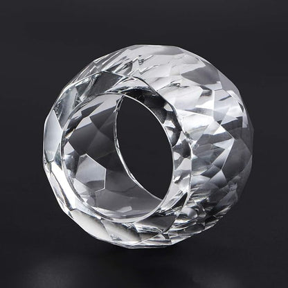 MDLUU 4 Pcs Crystal Napkin Rings, 2.3" Diameter Serviette Buckles, Clear Napkin Holder Rings for Christmas, Thanksgiving, Wedding (Diamond Shaped)
