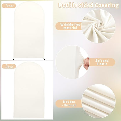 6.6FT Ivory Arch Backdrop Cover - Polyester Fitted Wedding Arch Stand Covers Round Top Chiara Arch Backdrop Cover for Birthday Party Banquet Photo Background Decoration