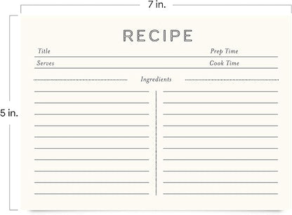 Jot & Mark Recipe Cards 5x7 Inches Blank Double Sided, 50 Count (Modern Minimal) - Menu Cards
