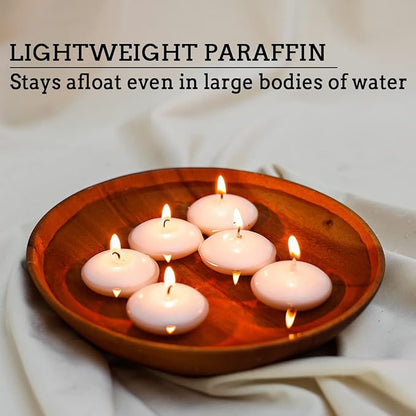 JHENG 50 Pack Floating Candles, 2'' White Unscented Dripless Wax Burning Candles, for Cylinder Vases, Weddings, Party and Holiday