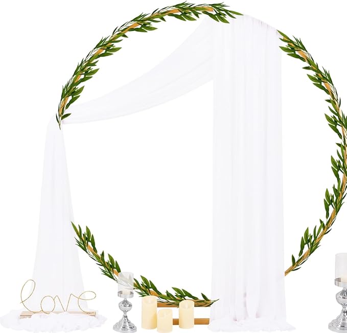 Socomi White Sheer Wedding Arch Draping Fabric 29" x 20Ft 1 Panel Outdoor Curtain Drapes Extra Long for Bridal Baby Shower Ceremony Birthday Party Decor