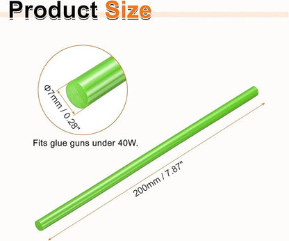 HARFINGTON 10pcs Hot Glue Sticks 0.28" Dia x 7.87" Long EVA Mini Hot Melt Adhesive Glue Stick for Hot Melt Gun Wood Plastic Glass Flowers Fabrics Foam, Light Green