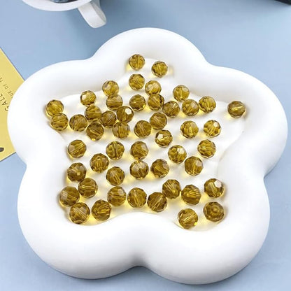 100 PCS 8mm Crystal Glass Beads Round Multiple Faceted Loose Spacer Glass Beads for DIY Handcrafte Bracelet Necklace Earring Jewelry Making(Amber)