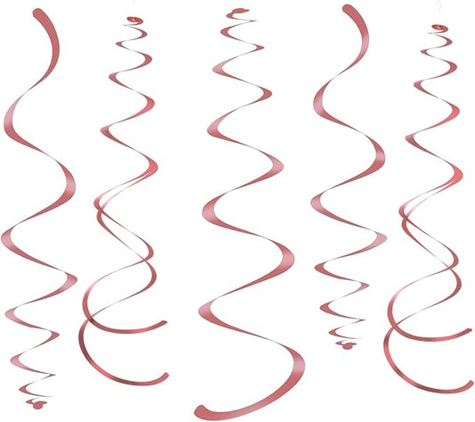 Rose Gold Party Hanging Swirl Decorations Sparkly Foil Streamer for Ceiling, Pack of 28