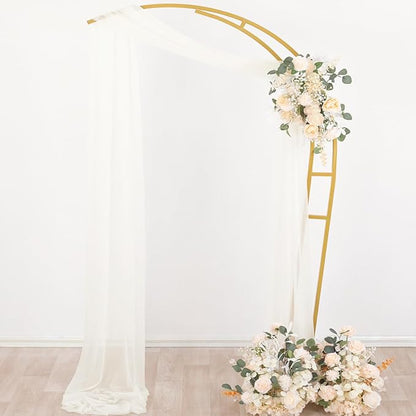 Socomi Ivory White Wedding Arch Draping Fabric 29" x 20Ft 4 Panels Sheer Outdoor Curtain Drapes Extra Long for Bridal Baby Shower Ceremony Birthday Party Decor