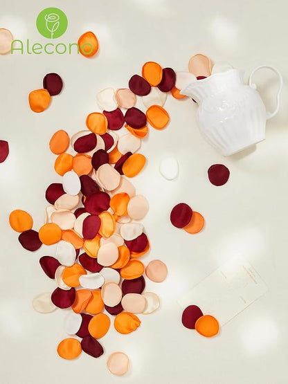 Alecono 400 pcs Silk Rose Petals, Faux Rose Flower Petals for Wedding Flower Girl, Orange Fall Fake Silk Petals Artificial Flower Petals for Bridal Shower