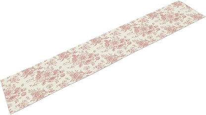 Pink White Flower Table Runner, Wildfloral Floral Sketch Pattern Print Kitchen Dinning Table Runner for Indoor Outdoor Home Wedding Party Holiday, 13x108 Inch