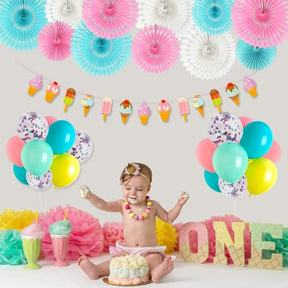 He or She Gender Party Supplies Blue Pink White Hanging Honeycomb Round Paper Fans for Birthday Baby Shower Bachelorette Anniversary Wedding Photo Booth Backdrop Party Decoration(11 Packs)