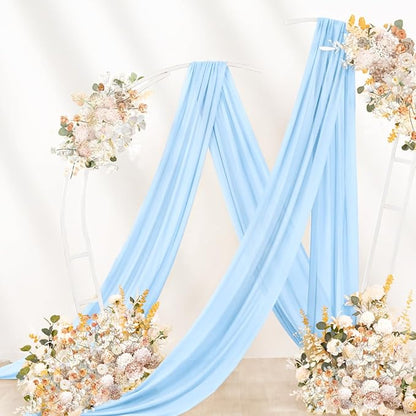 Baby Blue Wedding Arch Draping Fabric 2 Panels 29" x 20 FT Blue Wedding Drapes for Backdrop Sheer Curtain Drapes for Romantic Bridal Baby Shower Ceremony Birthday Party Fall Outdoor Events