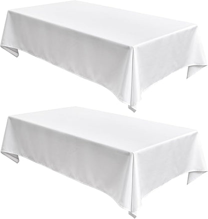 Fitable Faux Linen Tablecloths 2 Pack, Faux Burlap Fabric Table Clothes for Rectangle Tables, Rustic Table Covers for Kitchen Dining, Party, Farmhouse (White, 54 x 78 Inch)