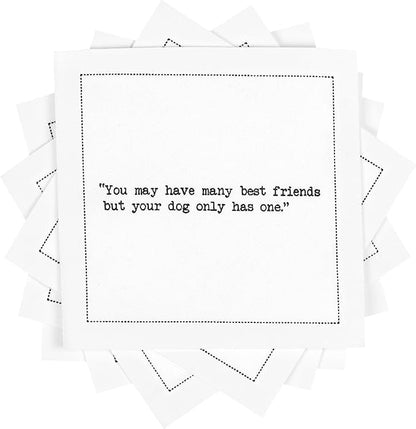 FIVE STAR NAPKINS Dog Quotes, White Cotton Cocktail Napkins, Beverage Napkins, Bar Napkins, Cloth Napkins, Party Napkins, Events, Holidays, Weddings, Birthdays, Disposable, 4.5'' x 4.5''- (50x)