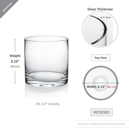 WGV Tea Light Votive Candle Holder 3x3, Clear Tiny Cylinder Glass Vase, Small Planter Terrarium for Home Accent Decor, 24 Pieces