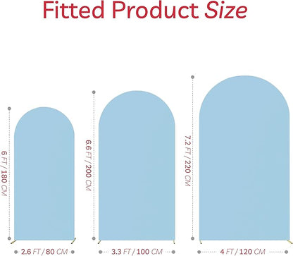 Spandex Anti Wrinkle Arch Backdrop Cover - High Elastic Fitted Arch Stand Cover Set of 3, Dusty Blue Round Top Chiara Backdrop for Wedding Birthday Party Garden Decor 6Ft, 6.6Ft, 7.2Ft