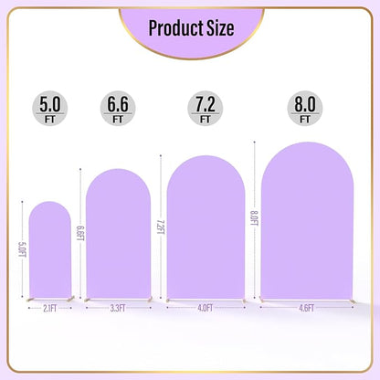 LEBENGURU Upgraded 6FT Wedding Arch Cover, Purple Spandex Fitted Arch Backdrop Cover, Round Top Chiara Stand Covers for Birthday Party Baby Shower Banquet Balloon Décor
