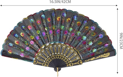 QIRMIZI 30 Pack Fabric Folding Handheld Fans, Perfect for Weddings, Parties, and Dancing,Multicolour