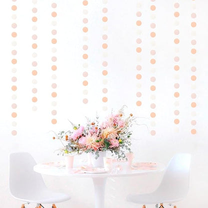 Peach-Pink White Party-Decorations Paper Garland - 52ft Princess Birthday Streamers Banner,Boho Bridal Baby Shower Bachelorette Wedding Hanging Supplies Decor Hugfond