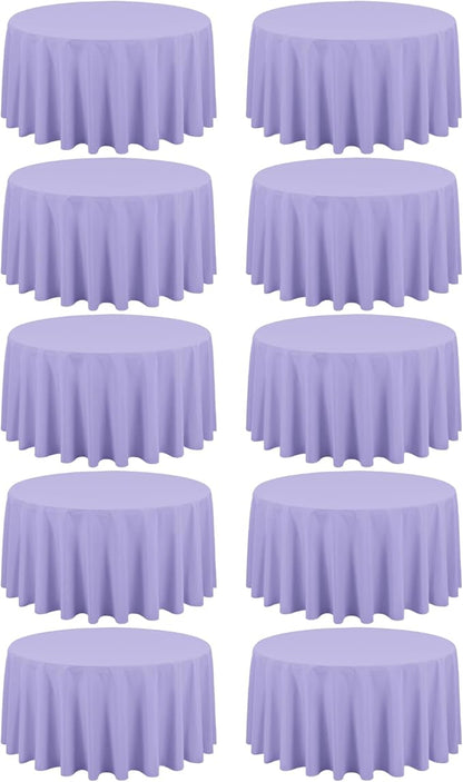 10 Pack Lavender Round Tablecloths - 120 Inch, Polyester Table Cover, Stain and Wrinkle Resistant Washable Fabric Table Cloth for Wedding Banquet Parties