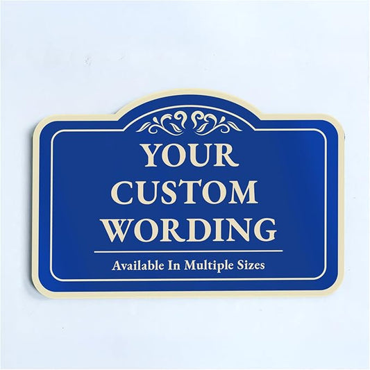 Custom Personalized Metal Aluminum Driveway Signs, Blue Steel 14x10 In, Waterproof Made In USA