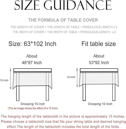 patdrea Designer Blue Tablecloth for Rectangle Table,Vintage Linen with Leaves and Floral Pattern Long Tablecloths,Farmhouse Decor Cover for Kitchen Dining Christmas,Thanksgiving,63"x102"-Ivar a
