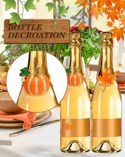 KPOSIYA 24 Pcs Fall and Christmas Napkin Set - 12 Thanksgiving Rings and 12 Cloth Napkins - Maple Leaf and Halloween Pumpkin Holders for Table Decorations