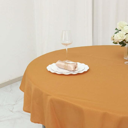 Efavormart Round Tablecloth, 70 Inch Stain & Wrinkle Resistant Washable Table Cloth, Decorative Polyester Fabric Table Cover for Banquet, Wedding, Dining- Gold