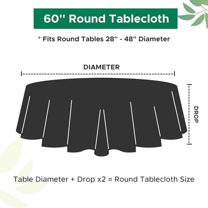 Biscaynebay Round Christmas Tablecloths 60" for Round Tables diameters from 28" to 48", Burgundy Fabric Water Resistant Folding Table Covers Washable for Dining, Kitchen, Wedding, Parties