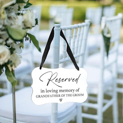 Acrylic Wedding Sign, Ring Bearer Sign, Reserved Seating Signs, for Grandfather of The Groom, Rustic Wedding Decor Signs, Acrylic Wall Art With Ribbon for Chairs Weddings Decor (White)