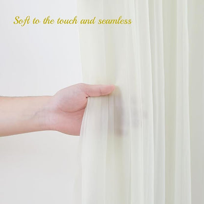 10x10ft Ivory Tulle Backdrop Curtain for Parites, Sheer Backdrop Curtains for Wedding Baby Shower Birthday Party Photo Shoot Decorations