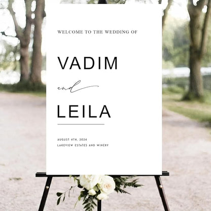 Minimalist Script Modern Wedding Welcome Signs, Welcome Sign Wedding, Customized Wedding Welcome Sign, Custom Wedding Welcome Sign