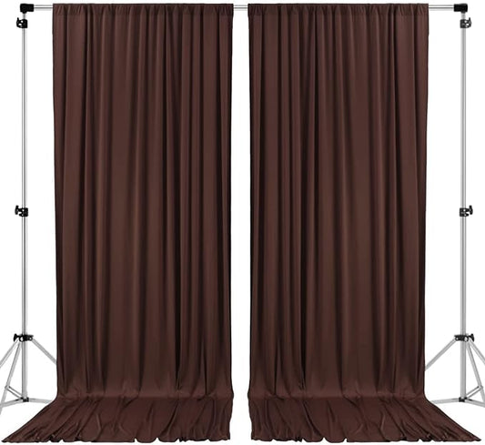 AK TRADING CO. 10 feet x 8 feet IFR Polyester Backdrop Drapes Curtains Panels with Rod Pockets - Wedding Ceremony Party Home Window Decorations - Brown