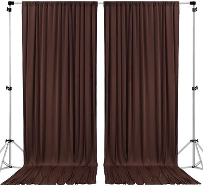 AK TRADING CO. 10 feet x 10 feet Brown IFR Polyester Backdrop Drapes Curtains Panels with Rod Pockets - Wedding Ceremony Party Home Window Decorations