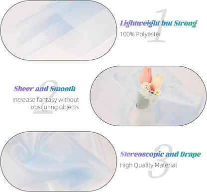 Crystal Organza Fabric Tulle 11 Inch by 50 Yards Sheer Tulle Rolls for DIY Craft Wedding Party Baby Shower Decor Gift Wrapping Party Supplies (Light Blue)