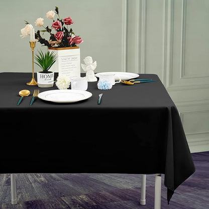 6 Pack Black Square Tablecloths - 52 x 52 Inch, Polyester Table Cover for Square Table, Stain and Wrinkle Resistant Washable Fabric, Restaurant Banquet Party