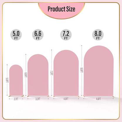LEBENGURU Upgraded 7.2FT Wedding Arch Cover, Dusty Pink Spandex Fitted Arch Backdrop Cover, Round Top Chiara Stand Covers for Birthday Party Baby Shower Banquet Balloon Décor