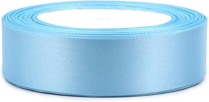 Sky blue Solid Satin Ribbon 1 Inch 25 Yards Solid Polyester Fabric Ribbon for Gift Wrapping Wedding Christmas Baby Shower Birthday Party Decoration Handmade Immortal Flower Craft