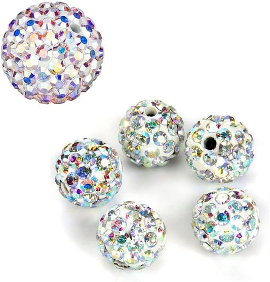 100pcs Adabele Grade A Suncatcher Crystal Rhinestone Pave Loose Beads 6mm Clear AB Polymer Clay Disco Ball Spacers Compatible with Shamballa All Craft Jewelry Making DB6-2
