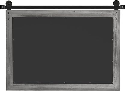 COGOOD Farmhouse Barn Door Mirror - 41" x 26" Rustic Wood Framed Wall Mirror for Bathroom, Living Room, Entryway Wall Decor (Grey)