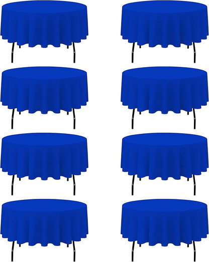 BRILLMAX 8 Pack Royal Blue Round Tablecloths 90 Inch - Circle Bulk Linen Polyester Fabric Washable Table Cloth Cover for Wedding Reception Banquet Birthday Party Buffet Restaurant