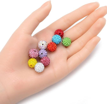 100pcs Adabele Grade A Suncatcher Crystal Rhinestone Pave Loose Beads 12mm Jet Black Polymer Clay Disco Ball Spacers Compatible with Shamballa All Craft Jewelry Making DB12-23