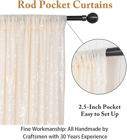 ShinyBeauty PHOTOBOOTH Background Choice-7FTx7FT-Ivory-Sequin Photography Backdrop Curtains for Wedding