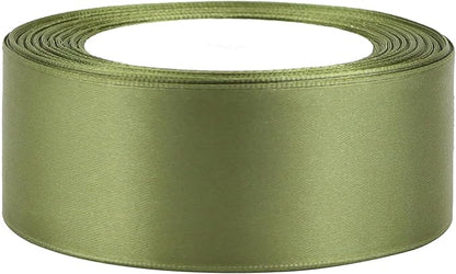 Olive Green Solid Satin Ribbon 1-1/2 Inch 25 Yards Solid Polyester Fabric Ribbon for Gift Wrapping Wedding Christmas Baby Shower Birthday Party Decoration Handmade Immortal Flower Craft