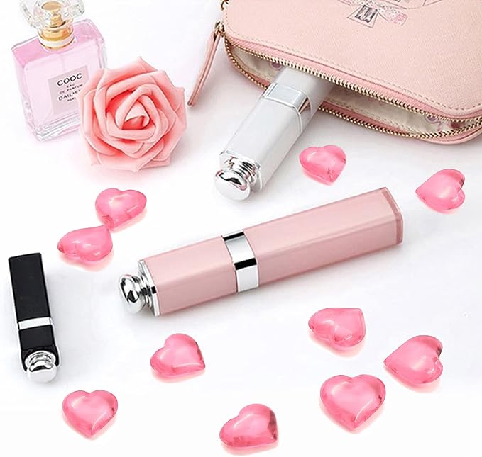 200pcs Pink Hearts Vase Filler Valentines Day Decorations, Acrylic Hearts Shaped Valentines Day Decor Plastic Heart Table Decor Pink