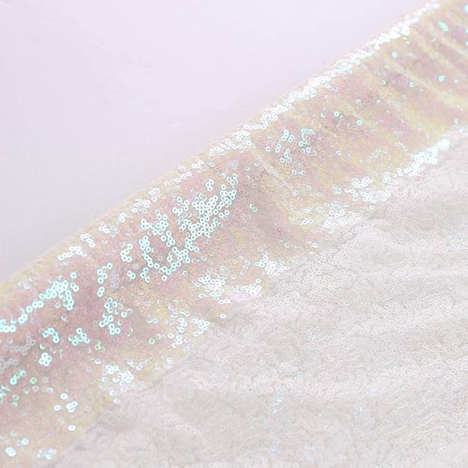 Eternal Beauty White Iridescent Sequin Backdrop, 4x7 Ft Glitter Background Curtains for Shimmer Photography Party Wedding Birthday Back Drop Decor