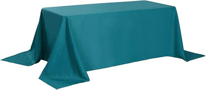 Rectangle Tablecloth 90x132 inch Washable Polyester Fabric Table Cloth for Wedding Party Dining Banquet Decoration（90x132, Teal）