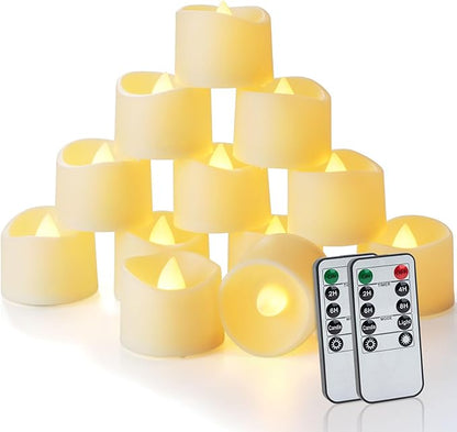 Homemory 24pcs Remote Timer LED Tea Lights Candles, 400+Hours Flickering Flameless Battery Operated Votive Candles for Tabletop Lighting, Centerpieces Decor, Holiday Decor