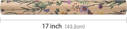 RUSPEPA Wildflower Floral Wrapping Paper Roll for Women, 17 Inches x 9.8 Feet, Mini Roll, Herbal Kraft Wrapping Paper for Christian Gifts, Birthdays, Weddings, Bridal Shower and Engagement